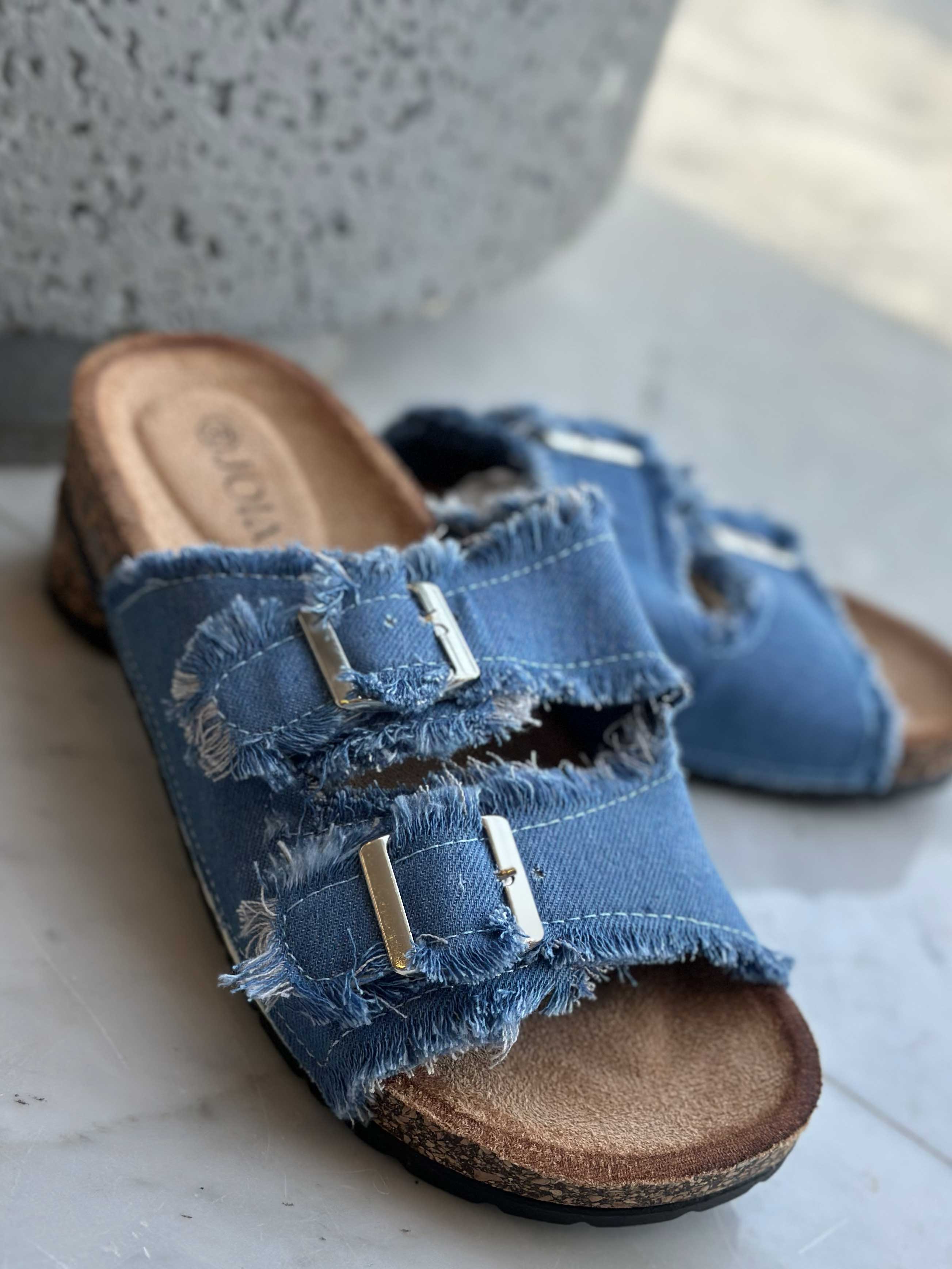 Drea - Söta sandaler i denim med spännen